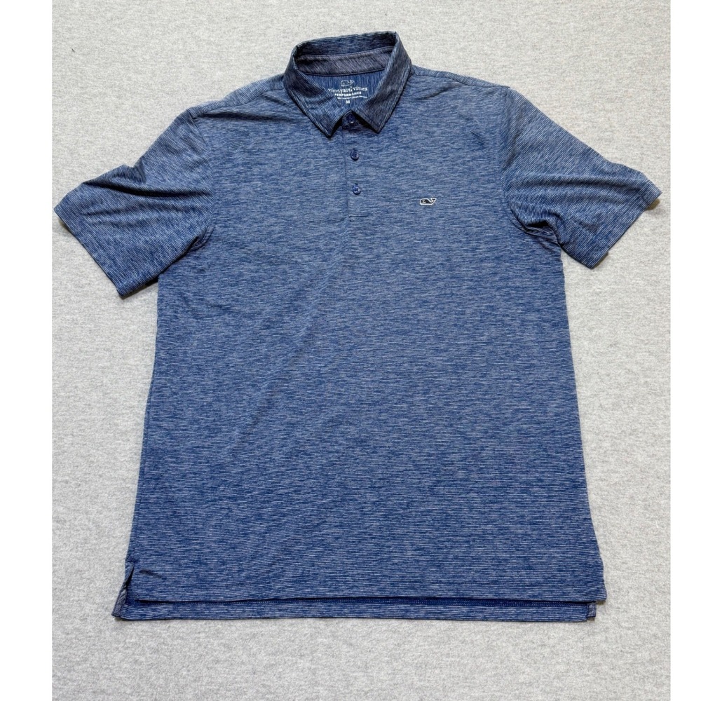 Vineyard Vines Performance Polo Shirt Mens Medium Blue Heathered Golf Polo